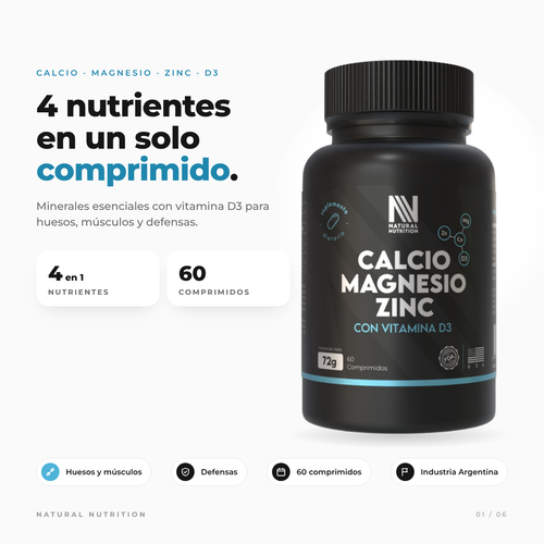 Calcio + Magnesio + Zinc + Vitamina D3 — información del producto 1