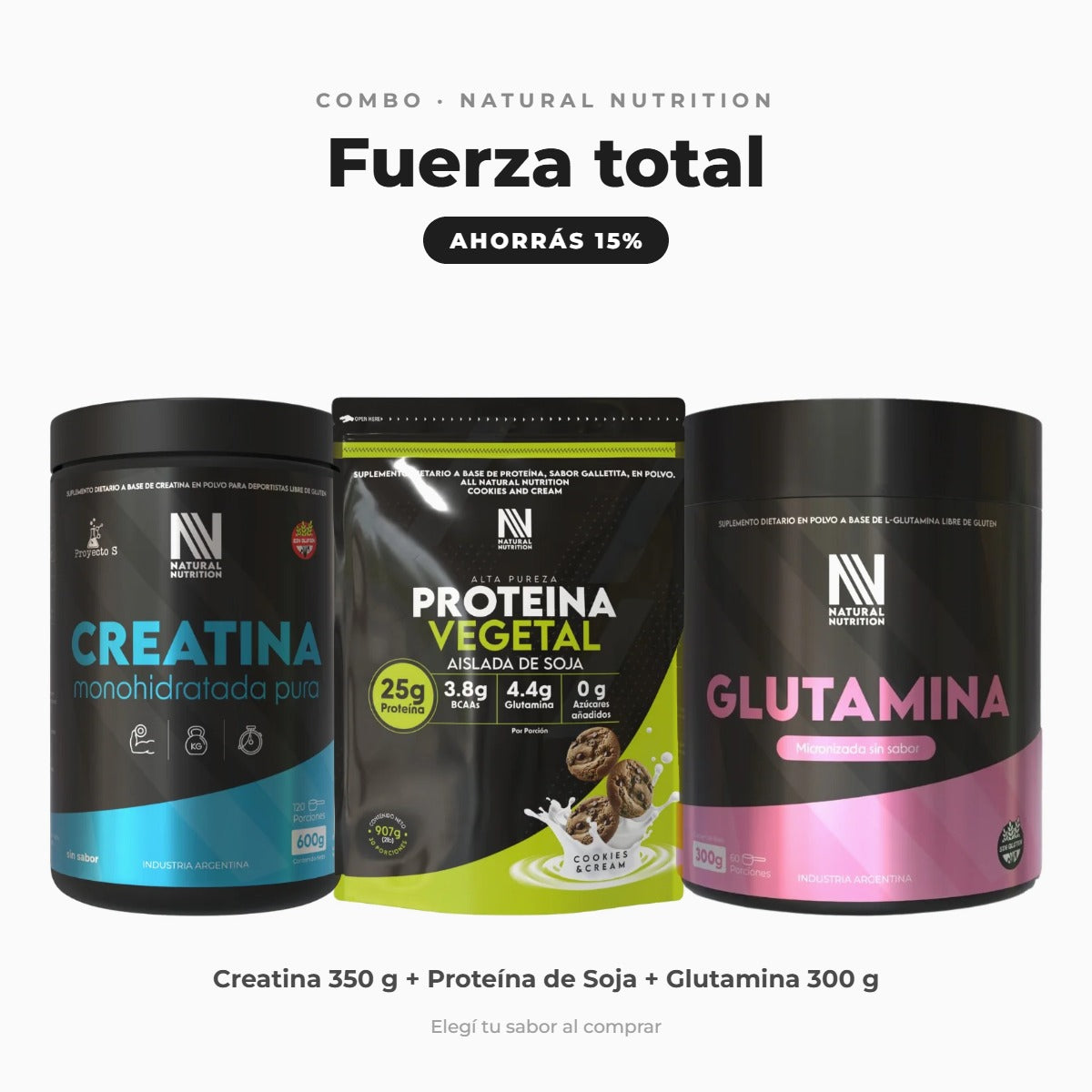 Combo Fuerza total — Cookies and Cream | Natural Nutrition